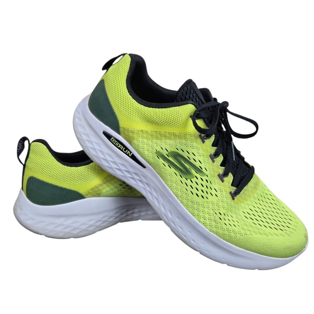 Skechers Go Run Lite Men's Sneakers Trainers 10 Neon Yellow Black Athletic